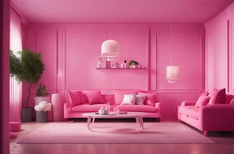 Premium AI Image | Interior of barbie pink modern room with comfortable ...