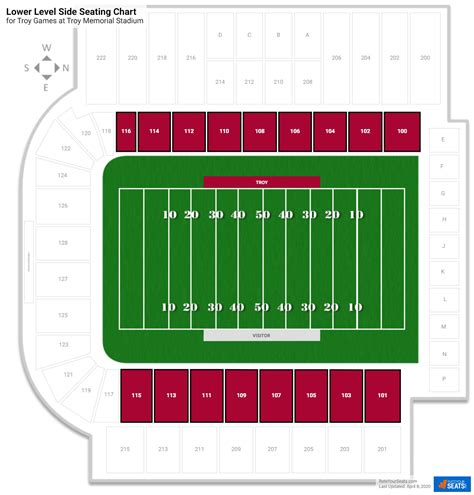 Troy Memorial Stadium Troy Seating Guide