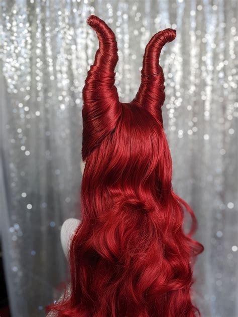 Made To Order Caged Red Devil Wig Horned Wig 666 Wig Satan Etsy