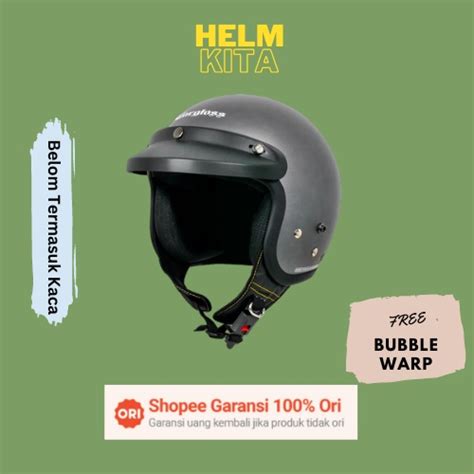 Jual Helm Cargloss CFM Retro Army Half Face Gun Metal Grey Doff