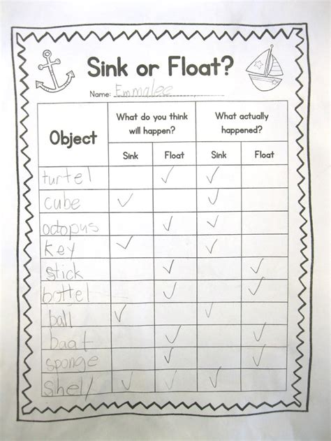 Sink Or Float Worksheet Preschool Try This Sheet