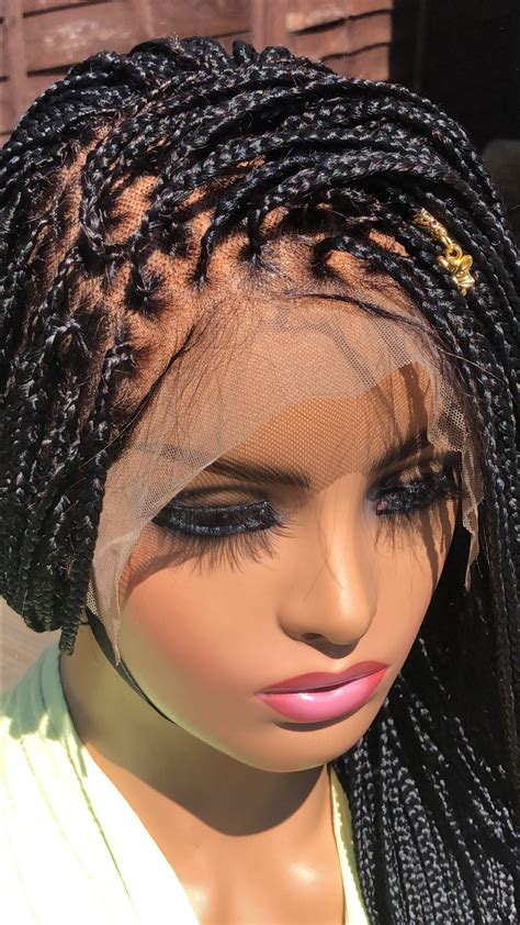 Ready To Ship Braided Wig Micro Knotless Braids Wig Human Hair Frontal