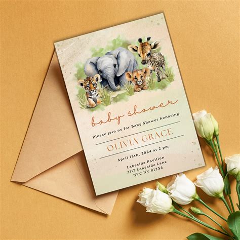 Safari Baby Shower Invitation, Safari Themed Baby Shower, Safari Baby ...