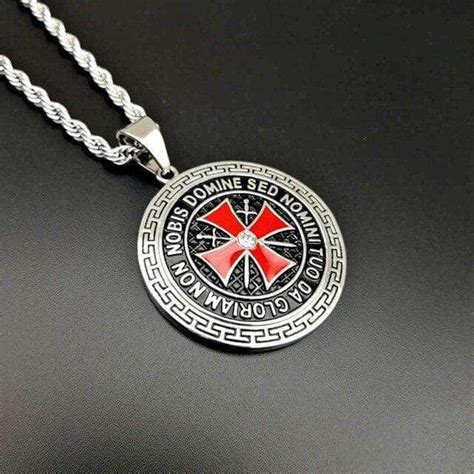 Knights Templar Necklace Non Nobis Domine Templar Cross