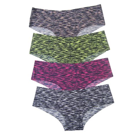 Women Seamless Underwear Invisible Bikini Low Rise No Show Hipster Panties 4 Pack B G P G M L