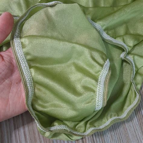 Vintage Silky Nylon Panties Olive Green Bikini Granny Gem