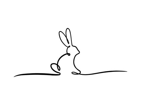 Continuous One Line Drawing Of Rabbit Symbol Of 2023 Doodle Postcard