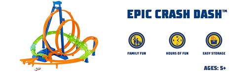 Amazon Hot Wheels Toy Car Track Set Action Epic Crash Dash With 1