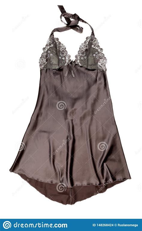 Brown Satin Ladies` Nightgown Isolate On White Stock Photo Image Of