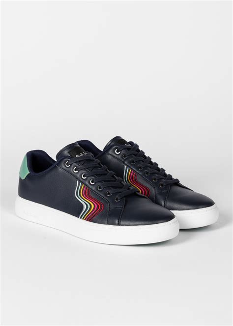 Women S Navy Leather Lapin Swirl Trainers