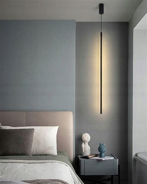 Lampa Wisząca Nowoczesna Pionowa LED Minimalistyczna Czarna 100cm