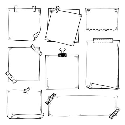 Premium Vector Hand Drawn Set Of Paper Memo Sticky Doodle