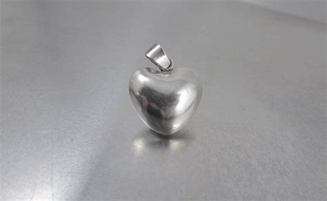 Sterling Silver Heart Necklace Vintage Taxco Large Puffy Etsy