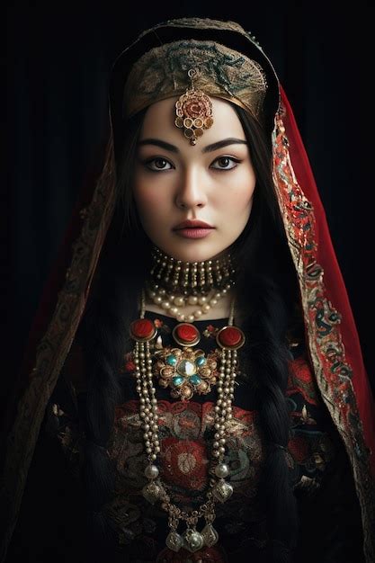 Premium Ai Image Portrait Of A Kazakh Bride