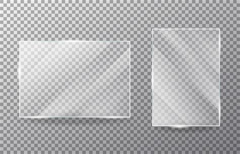 Realistic transparent glass window set. Collection of Glass plates on