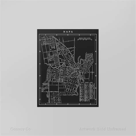 Napa Map - Napa California Map - Vintage Wine Country - Wine Art - Napa