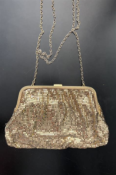 Vintage Whiting Davis Gold Mesh Evening Bag Purse L Gem