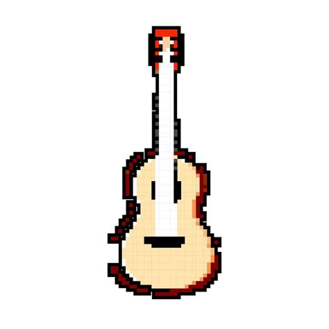 Rock Acoustic Guitar Game Pixel Art Vector Illustration Vector