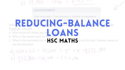 Reducing Balance Loans Hsc Maths Youtube