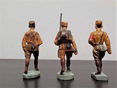 Elastolin Lineol Toy Figure 3x Soldats SA 1930 1940 Germany