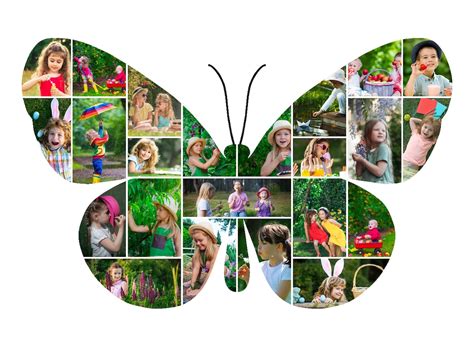 Butterfly Shape Photo Collage Template X Etsy