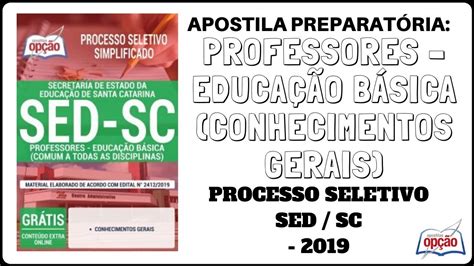 Apostila Professores Educação Básica Processo Seletivo SED SC