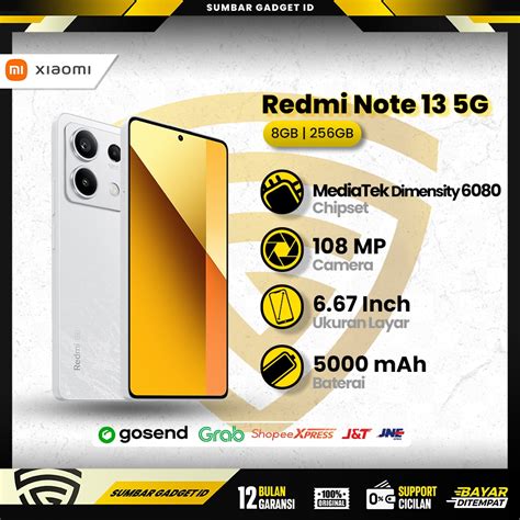 Jual Xiaomi Redmi Note 13 5G 108 MP FHD AMOLED Prosesor MediaTek