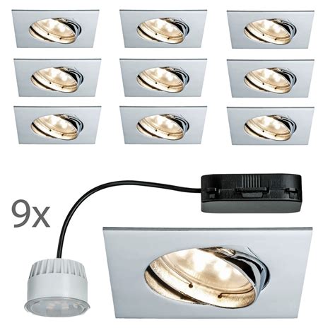 9x6 8W Paulmann Einbauleuchte Set Coin Klar Eckig Schwenkbar LED 2700K