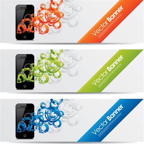 Set Of Swirled IPhone Banners Vector Download