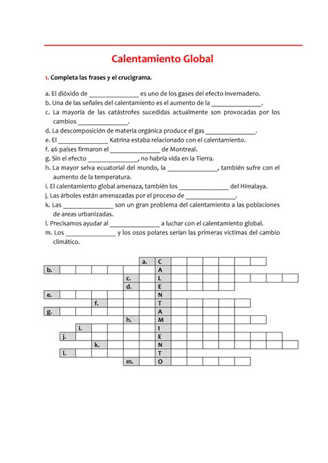 Más También Importancia Calentamiento Global Y Cambio Climatico Crucigrama Resuelto Paseo