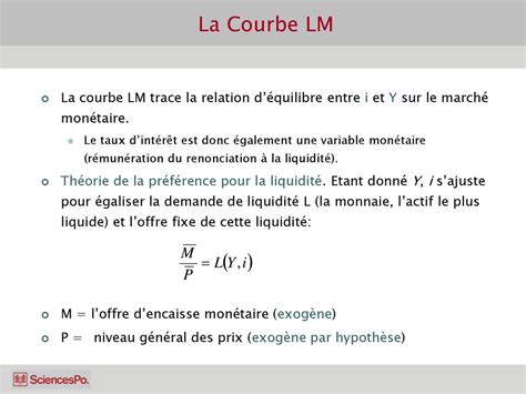 Marché des biens IS Marché monétaire LM Equilibre général IS LM