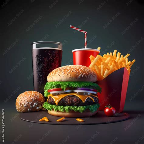 Beautiful fast food background for art design. Burger and cola Stock ...