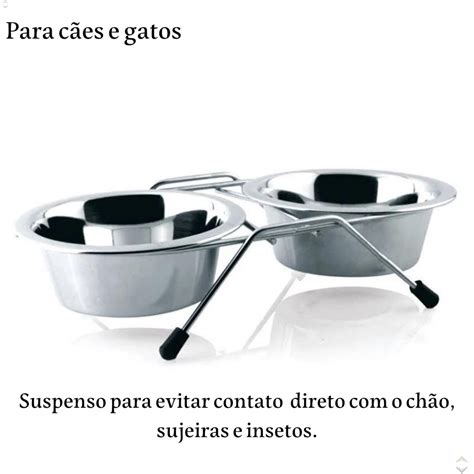 Comedouro Bebedouro Inox Tigela Dupla Para Cachorro E Gato Shopee