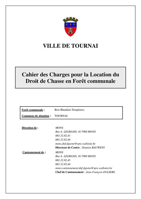 Calaméo Cahier des Charges pour la Location du Droit de Chasse en