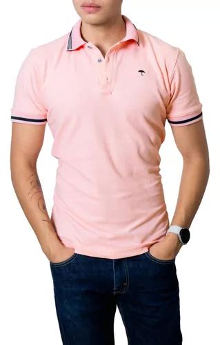 Playera Polo Hombre Casual Slim Fit Rosa Claro Moon And Rain Meses Sin Intereses