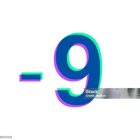 9 Minus Nine Icon With Two Color Overlay On White Background Stock ...