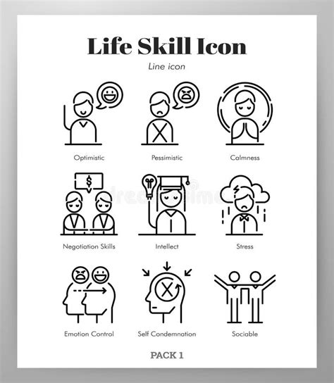 Life Skill Icons Linecolor Pack Stock Vector Illustration Of Conflict