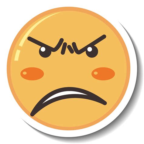 A sticker template with angry face emoji isolated 2852776 Vector Art at ...