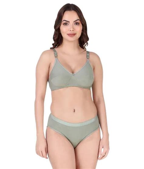 Buy Samvar Women Cotton Bra Panty Set For Lingerie Set Pack Of Color Green Online At