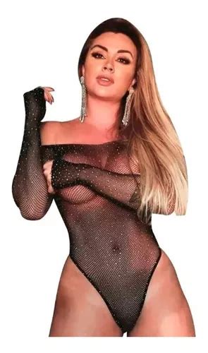 Lingerie Sexy Body Strass Sensual Manga Arrast O Parcelamento Sem Juros