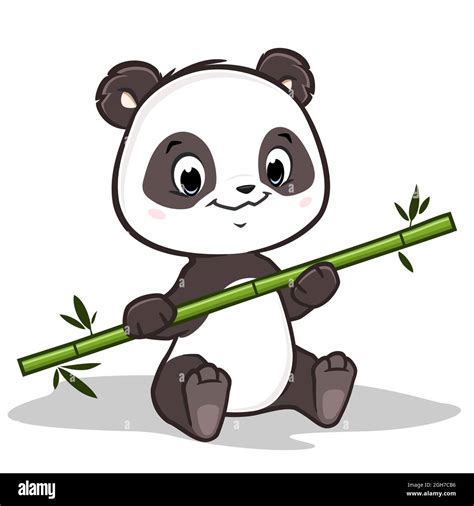 Ilustraci N Vectorial De Lindo Panda Beb Caricatura Sosteniendo Rama