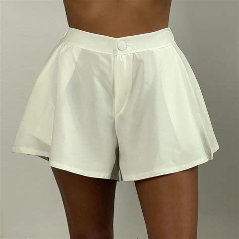 White Flared Shorts High Waisted Shorts Tailored Depop