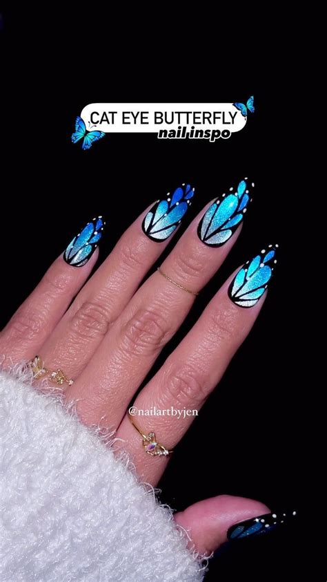 Jeanette Flores On Instagram Blue Morpho Cat Eye Spring Nails