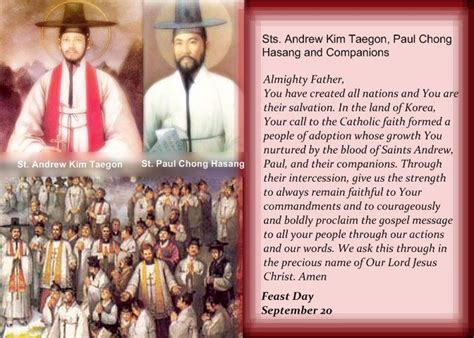 St Andrew Kim Taegon St Paul Chong Hasang Their Companions When