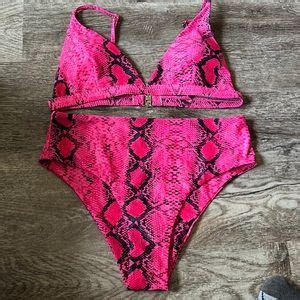 Swim Snakeskin Pink Bikini Set Poshmark