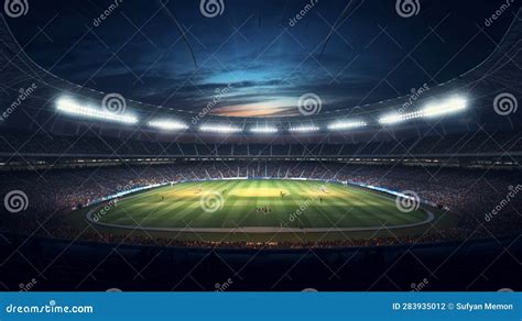 The Stunning Aerial View of a Modern Cricket Stadium Stock Illustration - Illustration of ...