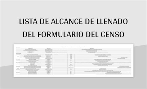 Plantilla De Excel Lista De Alcance De Llenado Del Formulario Del Censo