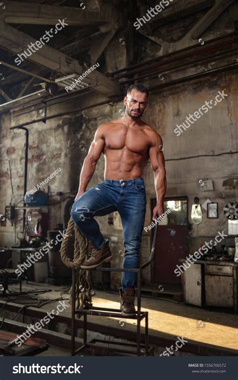 Muscled Half Naked Man Work Walking Stock Photo 1556706572 Shutterstock