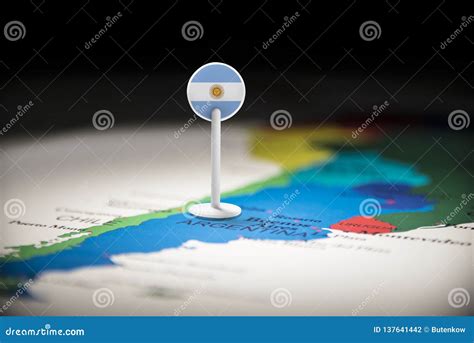 Argentina Marked with a Flag on the Map Stock Photo - Image of ...