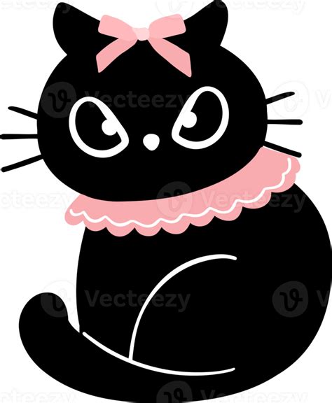 Linda Coqueta Negro Gato Con Rosado Cinta Arco 36460582 PNG